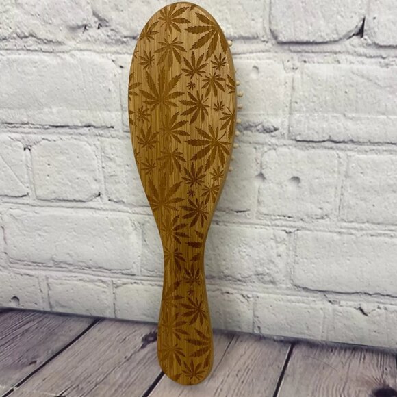 Bamboo Hairbrush Eco Friendly Laser Engraved Sustainability - Pattern ID1 - Picture 1 of 4